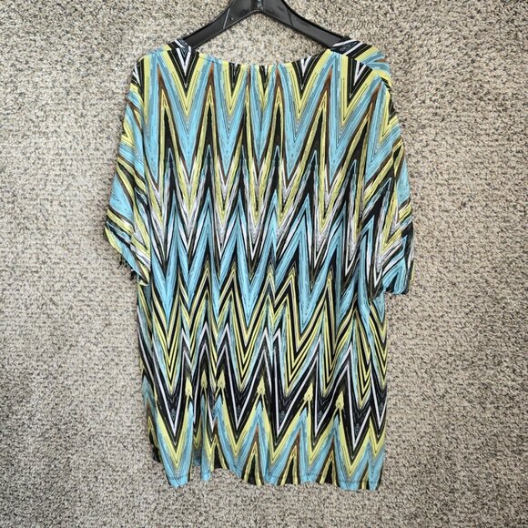 Catherines Top Womens Plus 2X Blue Mesh Scoop Neck Short Sleeve Blouse Ladies - Picture 7 of 7